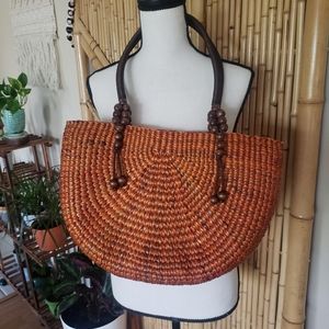 Vintage straw macrame handbag Thailand